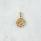 Pendant Tree of Life 1.2gr / 1.8cm / Medal - Colored Zircons Yellow Gold