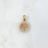 Pendant Tree of Life 1.2gr / 1.8cm / Medal - Colored Zircons Yellow Gold