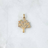 Pendant Tree of Life 2.3gr / 2.6cm / Silhouette - Colored Zircons Yellow Gold ©