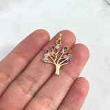 Pendant Tree of Life 2.3gr / 2.6cm / Silhouette - Colored Zircons Yellow Gold ©