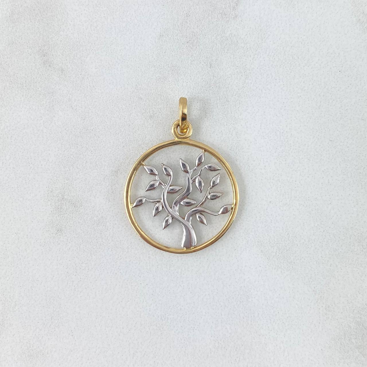 Pendant Tree of Life 2.4gr / 2.8cm / Smooth Circular Two-tone Yellow White ©