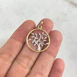 Pendant Tree of Life 2.4gr / 2.8cm / Smooth Circular Two-tone Yellow White ©