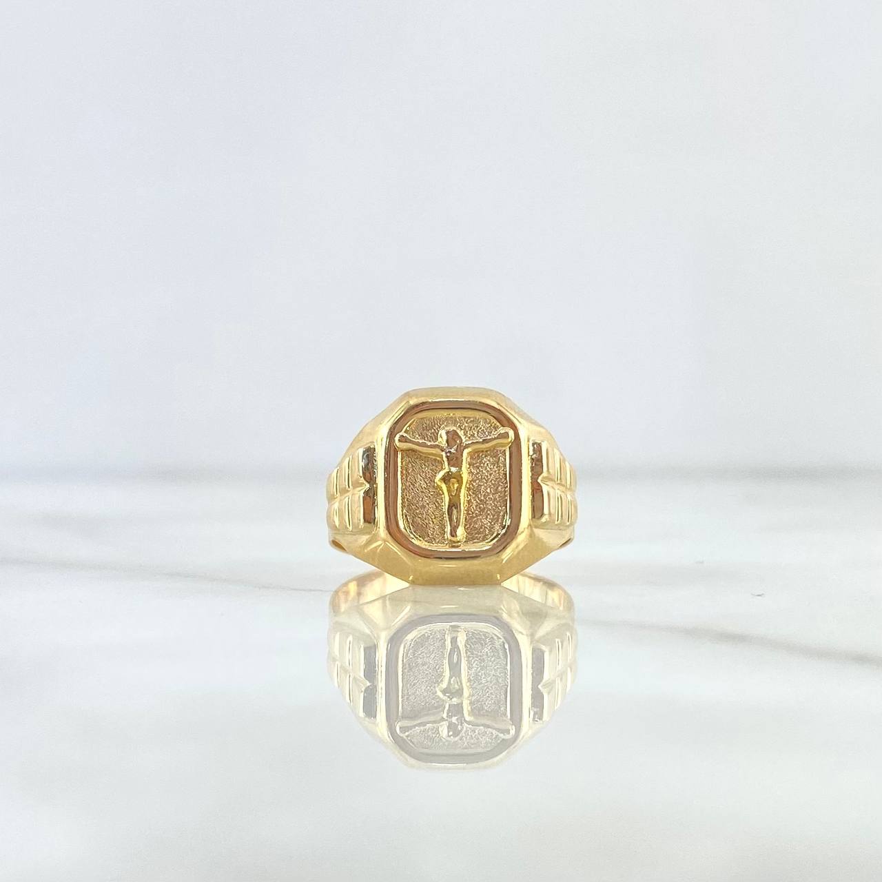 Christ Seal Ring 4.05gr / Size 7 / Rectangular Frame 18K Yellow Gold