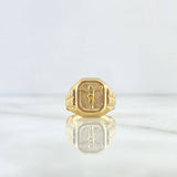 Christ Seal Ring 4.05gr / Size 7 / Rectangular Frame 18K Yellow Gold