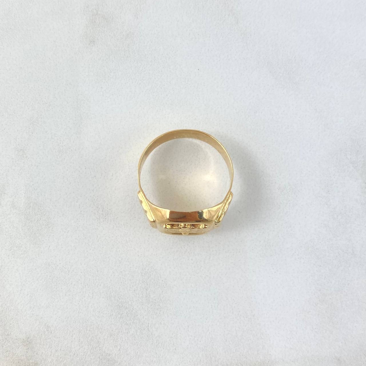 Christ Seal Ring 4.05gr / Size 7 / Rectangular Frame 18K Yellow Gold