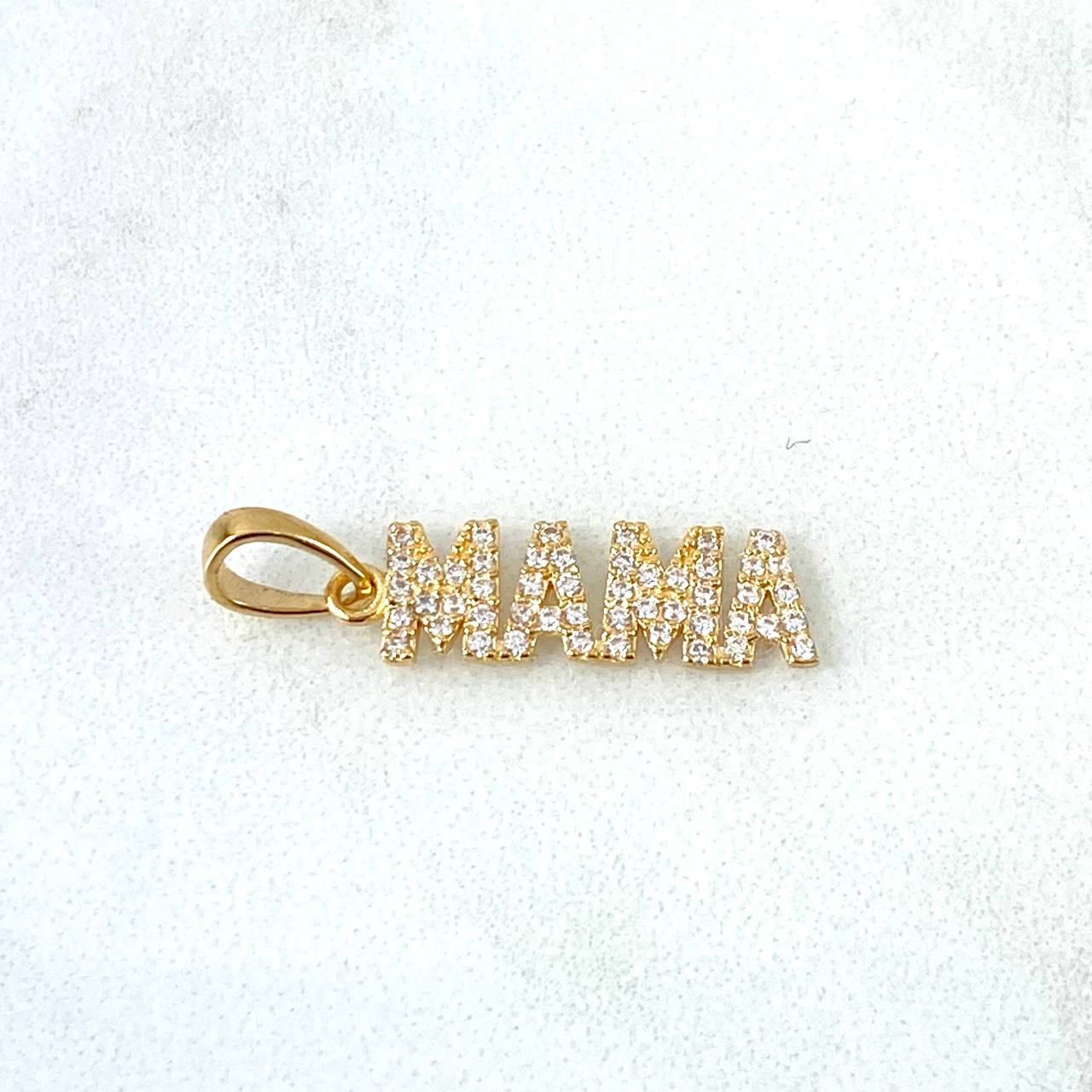 Pendant MOM 1.1gr / 2.5cm / White Zircons Yellow Gold ©