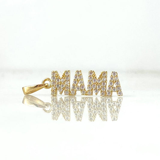 Pendant MOM 1.1gr / 2.5cm / White Zircons Yellow Gold ©