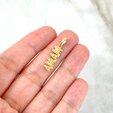 Pendant MOM 1.1gr / 2.5cm / White Zircons Yellow Gold ©