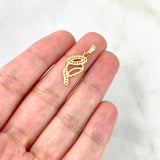 Pendant Virgin Mary Silhouette 1.1gr / 2.4cm / White Zircons Yellow Gold
