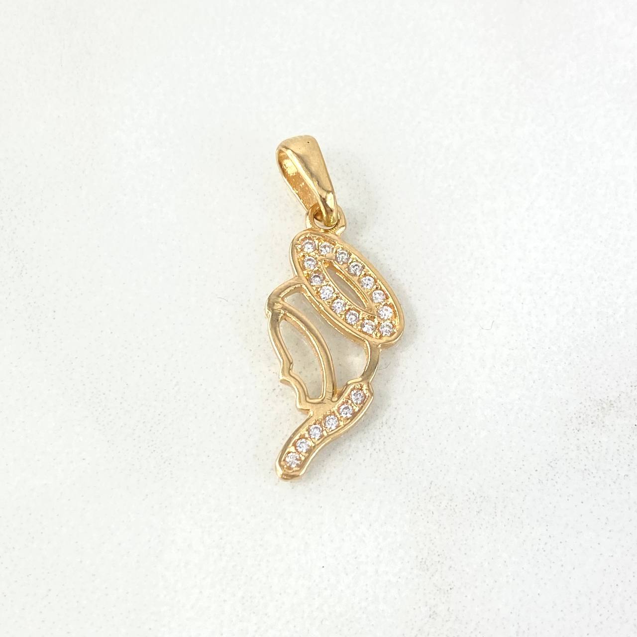 Pendant Virgin Mary Silhouette 1.1gr / 2.4cm / White Zircons Yellow Gold
