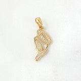 Pendant Virgin Mary Silhouette 1.1gr / 2.4cm / White Zircons Yellow Gold