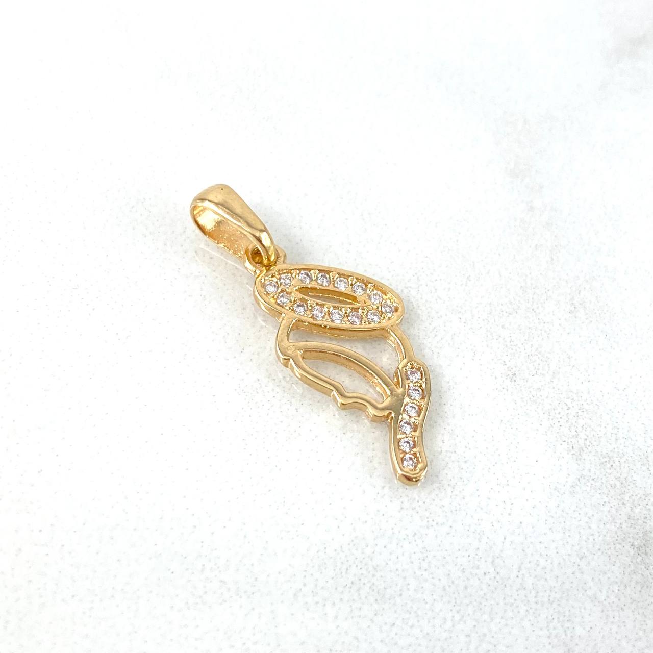 Pendant Virgin Mary Silhouette 1.1gr / 2.4cm / White Zircons Yellow Gold