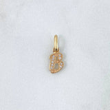 Pendant Letter B Italic 0.65gr / 1.7cm / White Zirconia Yellow Gold