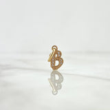 Pendant Letter B Italic 0.65gr / 1.7cm / White Zirconia Yellow Gold