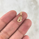 Pendant Letter B Italic 0.65gr / 1.7cm / White Zirconia Yellow Gold