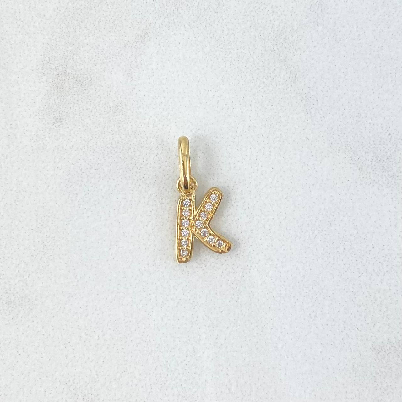 Pendant K Silhouette 0.65gr / 2.1cm-White Zirconia 18K Yellow Gold *