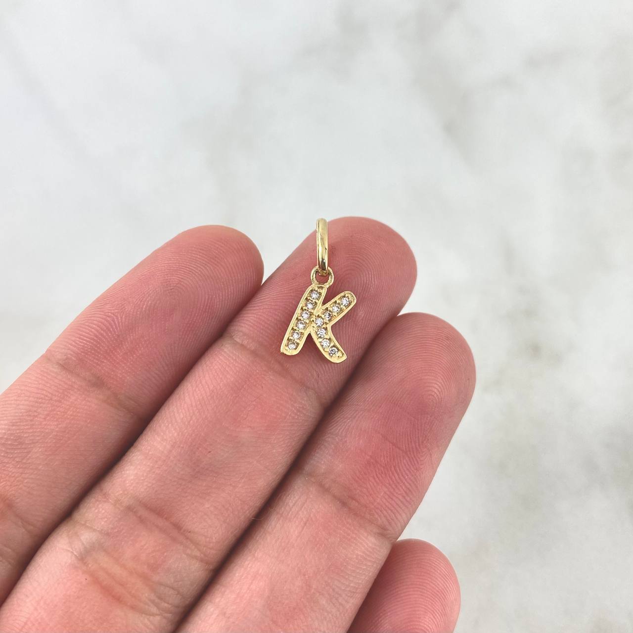 Pendant K Silhouette 0.65gr / 2.1cm-White Zirconia 18K Yellow Gold *