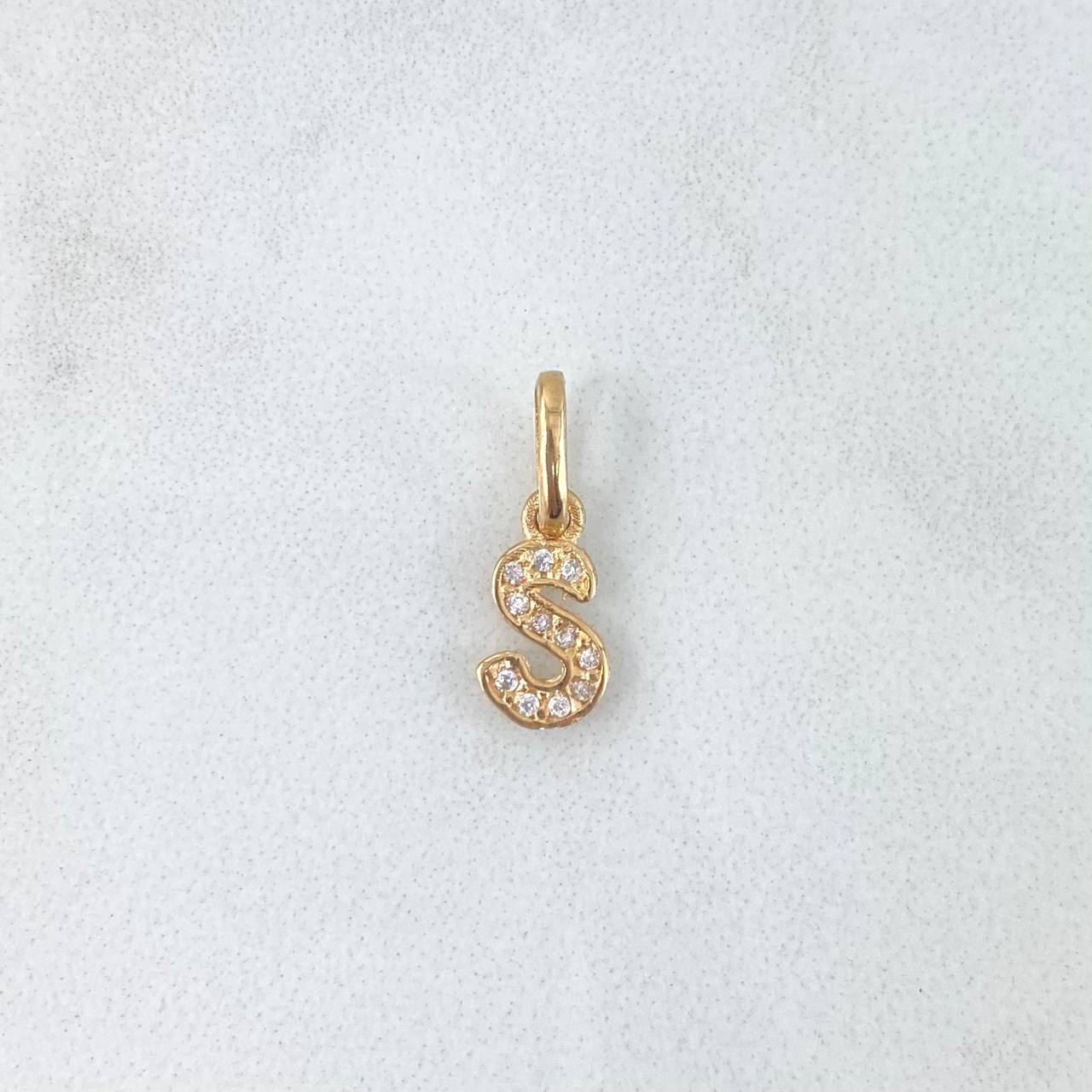 Pendant Letter S Italic 0.55gr / 1.6cm / White Zircons 18K Yellow Gold