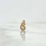 Dije Letra S Silueta 0.55gr / 1.5cm / Circones Blancos Oro Amarillo 18K ©