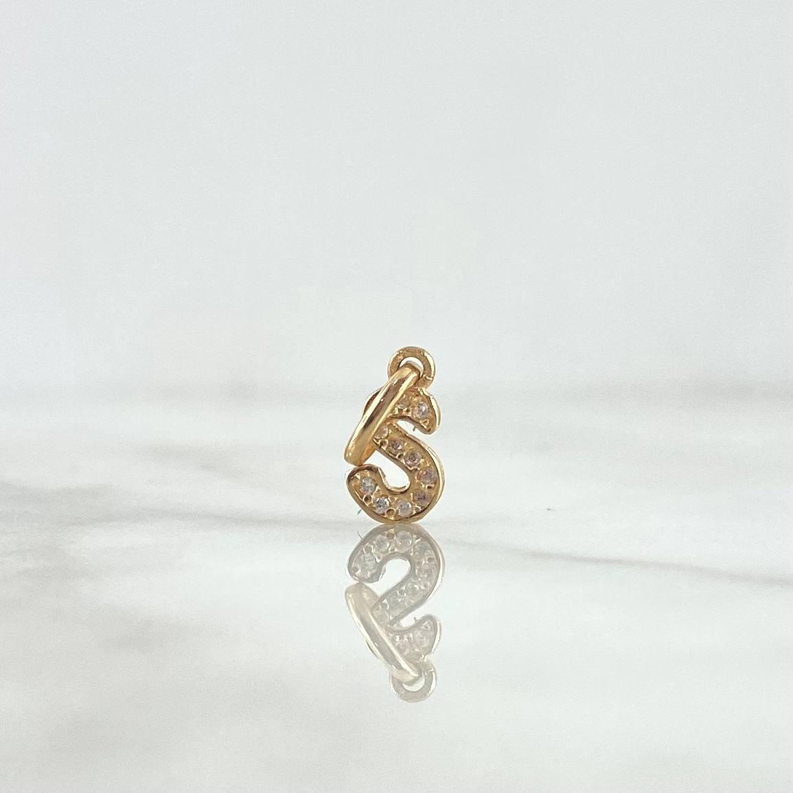 Pendant Letter S Italic 0.55gr / 1.6cm / White Zircons 18K Yellow Gold