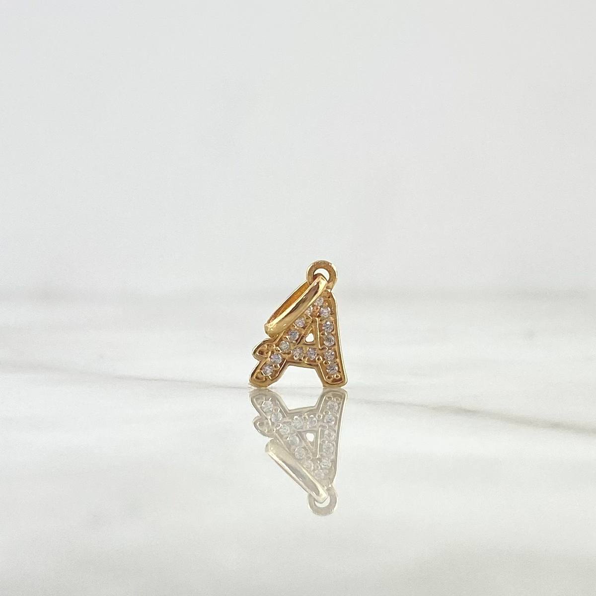 Pendant Letter A Italic 0.7gr / 1.7cm / White Zircons 18K Yellow Gold ©