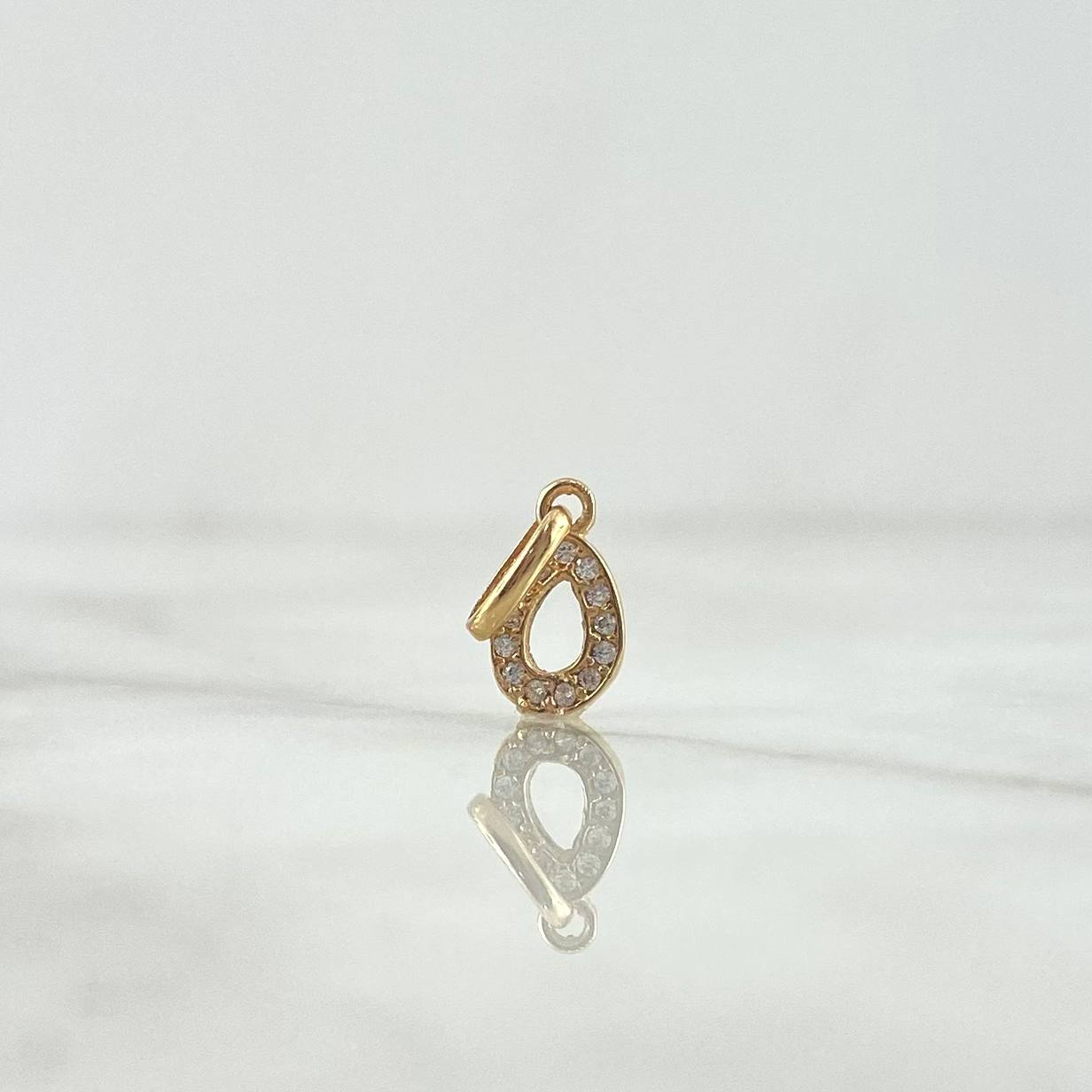 Pendant Letter O Italic 0.5gr / 1.6cm / White Zircons Yellow Gold