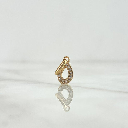 Pendant Letter O Italic 0.45gr / 1.6cm / White Zircons Yellow Gold