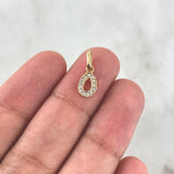 Pendant Letter O Italic 0.45gr / 1.6cm / White Zircons Yellow Gold