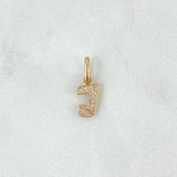Pendant Letter J Italic 0.6gr / 1.6cm / White Zircons Yellow Gold