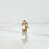 Pendant Letter J Italic 0.6gr / 1.6cm / White Zircons Yellow Gold