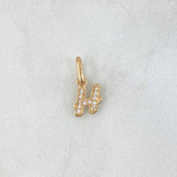 Pendant Letter H Italic 0.55gr / 1.6cm / White Zircons Yellow Gold