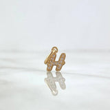 Pendant Letter H Italic 0.6gr / 1.6cm / White Zircons Yellow Gold