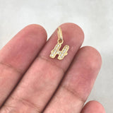Pendant Letter H Italic 0.55gr / 1.6cm / White Zircons Yellow Gold