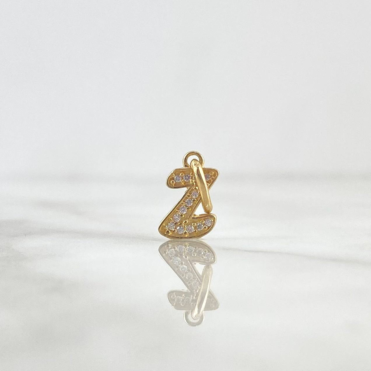 Pendant Z Italic 0.75gr / 1.7cm / White Zircons Yellow Gold