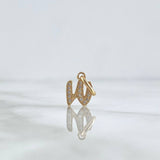Pendant Letter W Italic 0.65gr / 1.5cm / White Zircons Yellow Gold
