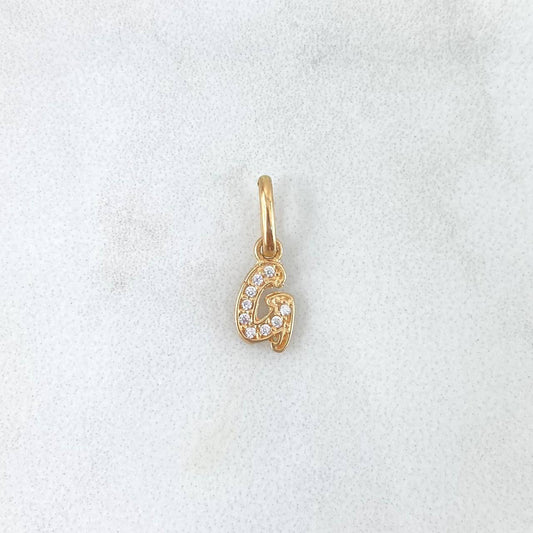 Pendant Letter G Silhouette 0.5gr / 1.6cm / White Zircons 18K Yellow Gold *