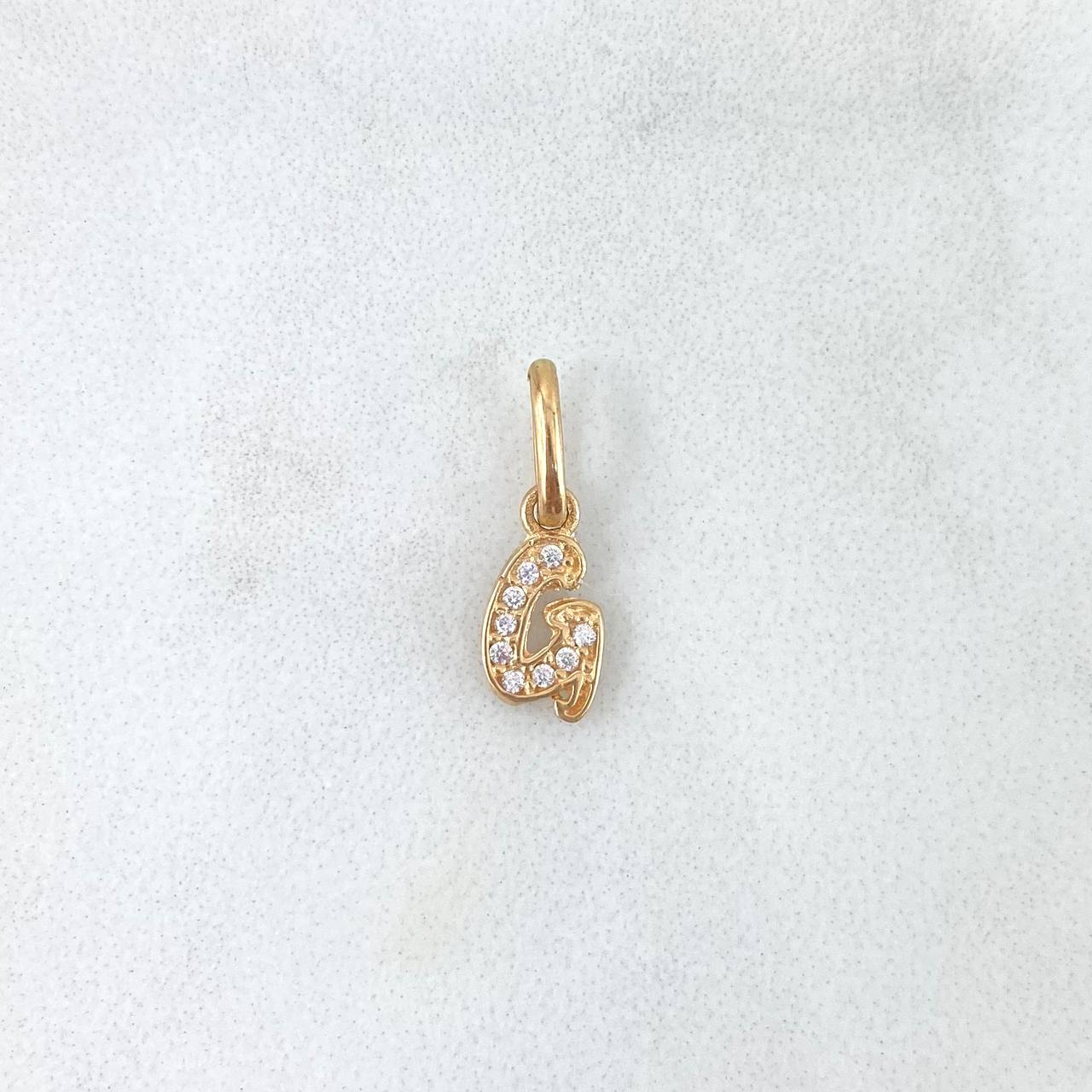 Dije Letra G Cursiva 0.5gr / 1.6cm / Circones Blancos Oro Amarillo