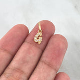 Pendant Letter G Silhouette 0.5gr / 1.6cm / White Zircons 18K Yellow Gold *
