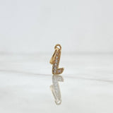Pendant Letter L Italic 0.5gr / 1.7cm / White Zircons Yellow Gold