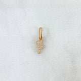 Pendant Letter F Italic 0.4gr / 1.5cm / White Zircons Yellow Gold