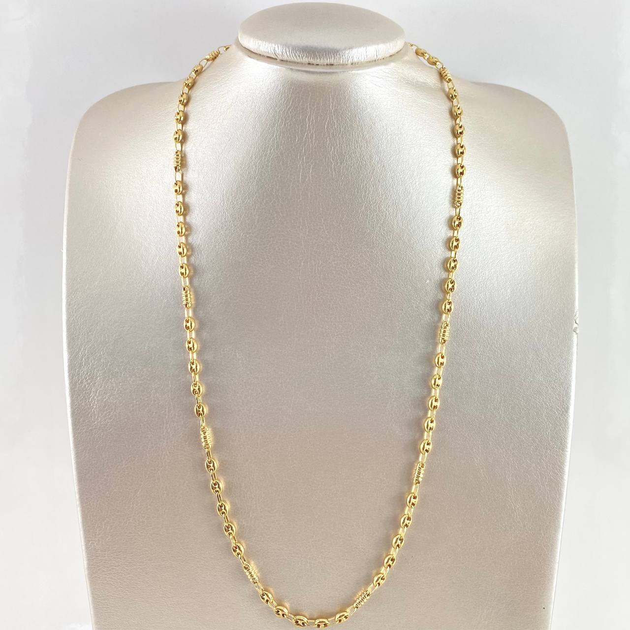 Rustic Chain GC 5x1 13.9gr / 60cm / 5mm Grooved Cylinder Yellow Gold