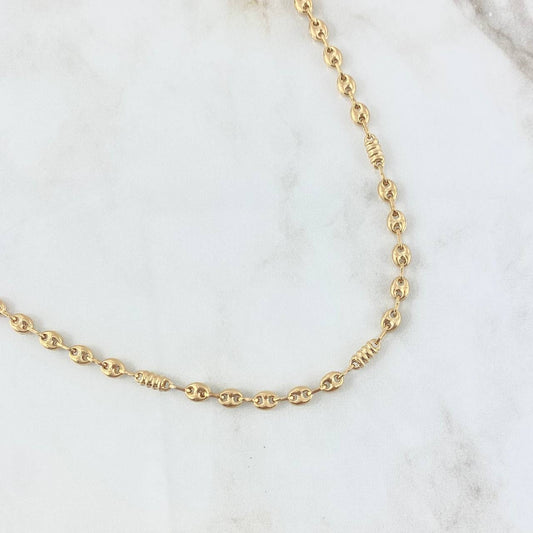 Rustic Chain GC 5x1 13.9gr / 60cm / 5mm Grooved Cylinder Yellow Gold