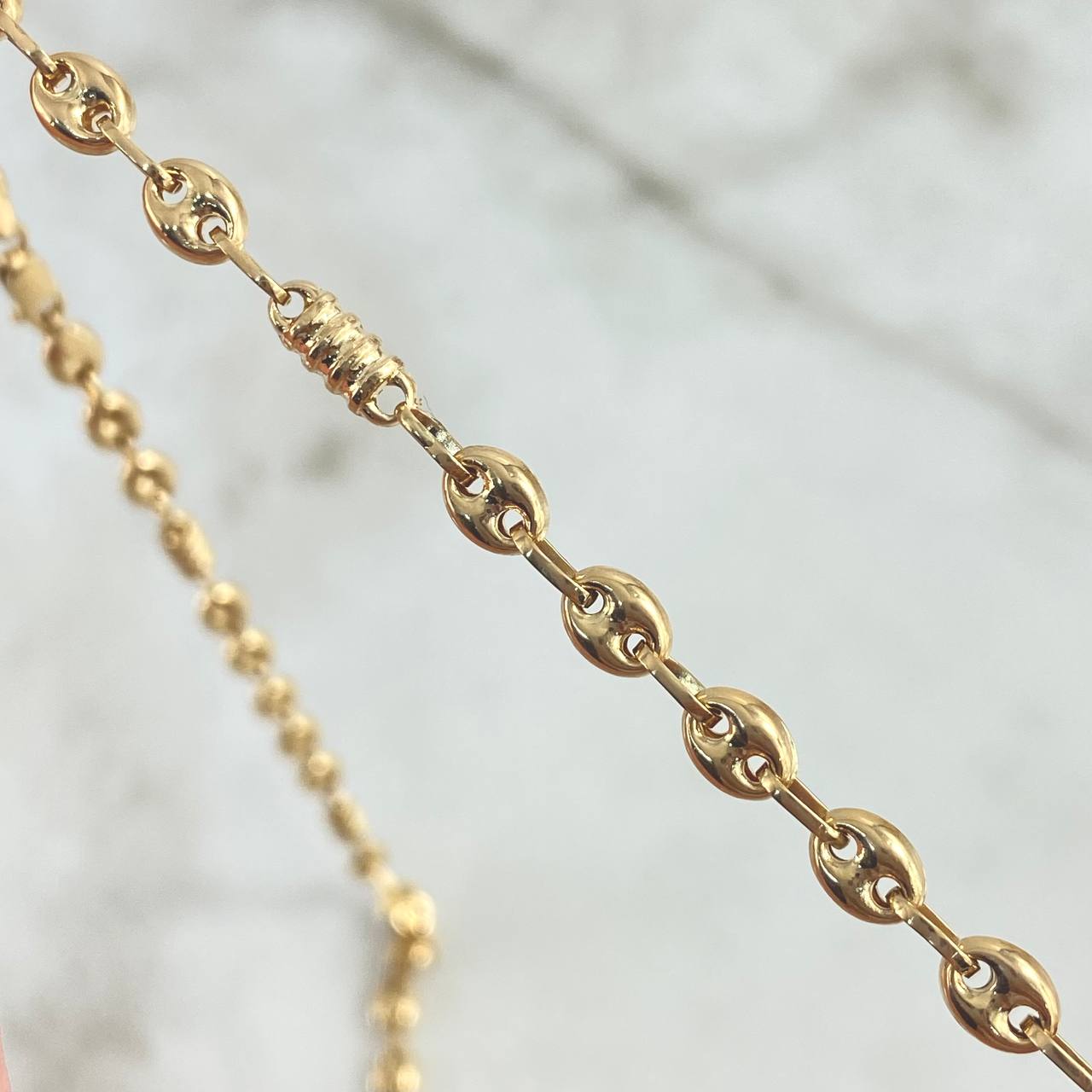 Rustic Chain GC 5x1 13.9gr / 60cm / 5mm Grooved Cylinder Yellow Gold