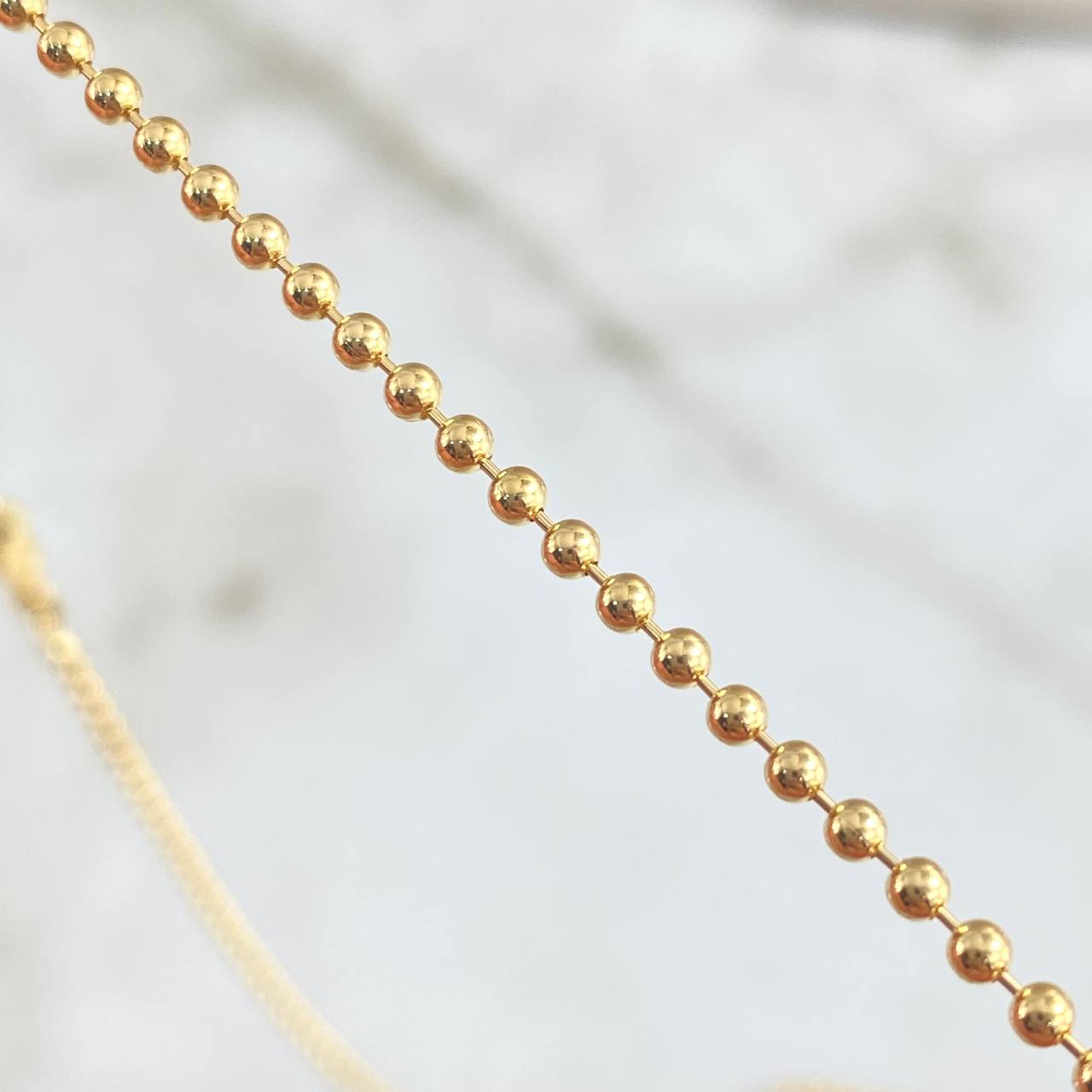 Cadena Militar 10gr / 60cm / 2mm Bola Lisa Oro Amarillo +3
