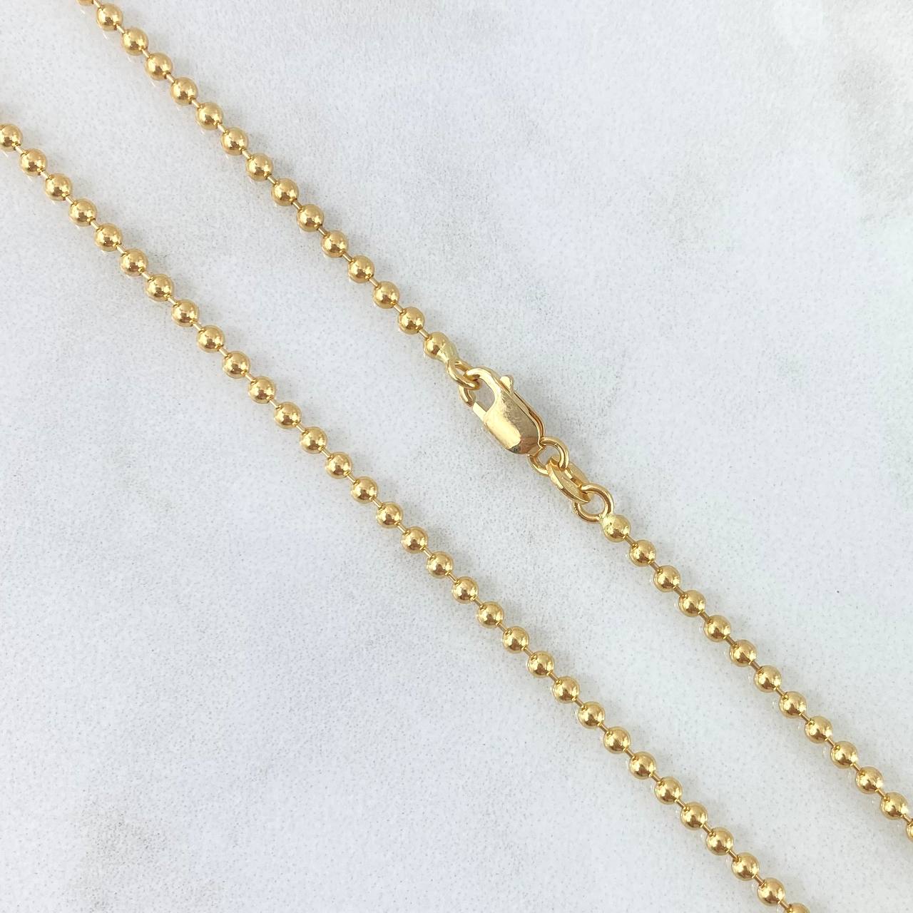 Cadena Militar 10gr / 60cm / 2mm Bola Lisa Oro Amarillo +3