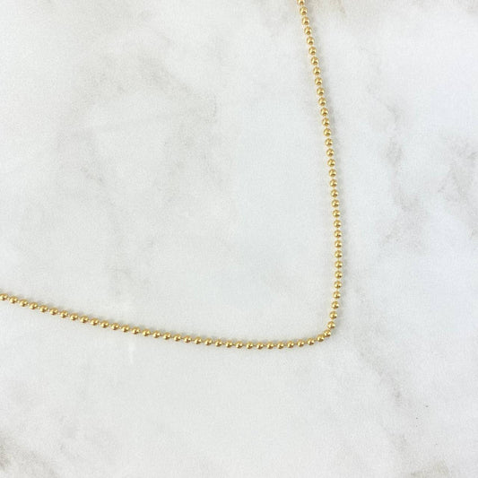 Cadena Militar 10gr / 60cm / 2mm Bola Lisa Oro Amarillo +3