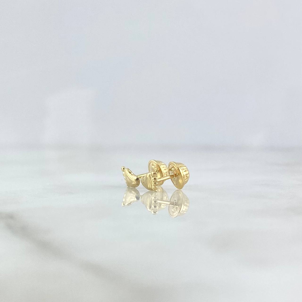Stud Earrings Footprint Feet 0.5gr / 7mm Yellow Gold ©