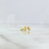 Stud Earrings Footprint Feet 0.5gr / 7mm Yellow Gold ©