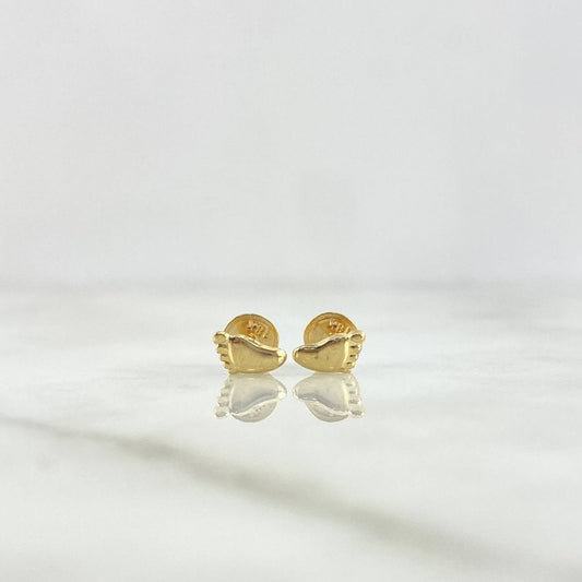 Stud Earrings Footprint Feet 0.5gr / 6.5mm Yellow Gold