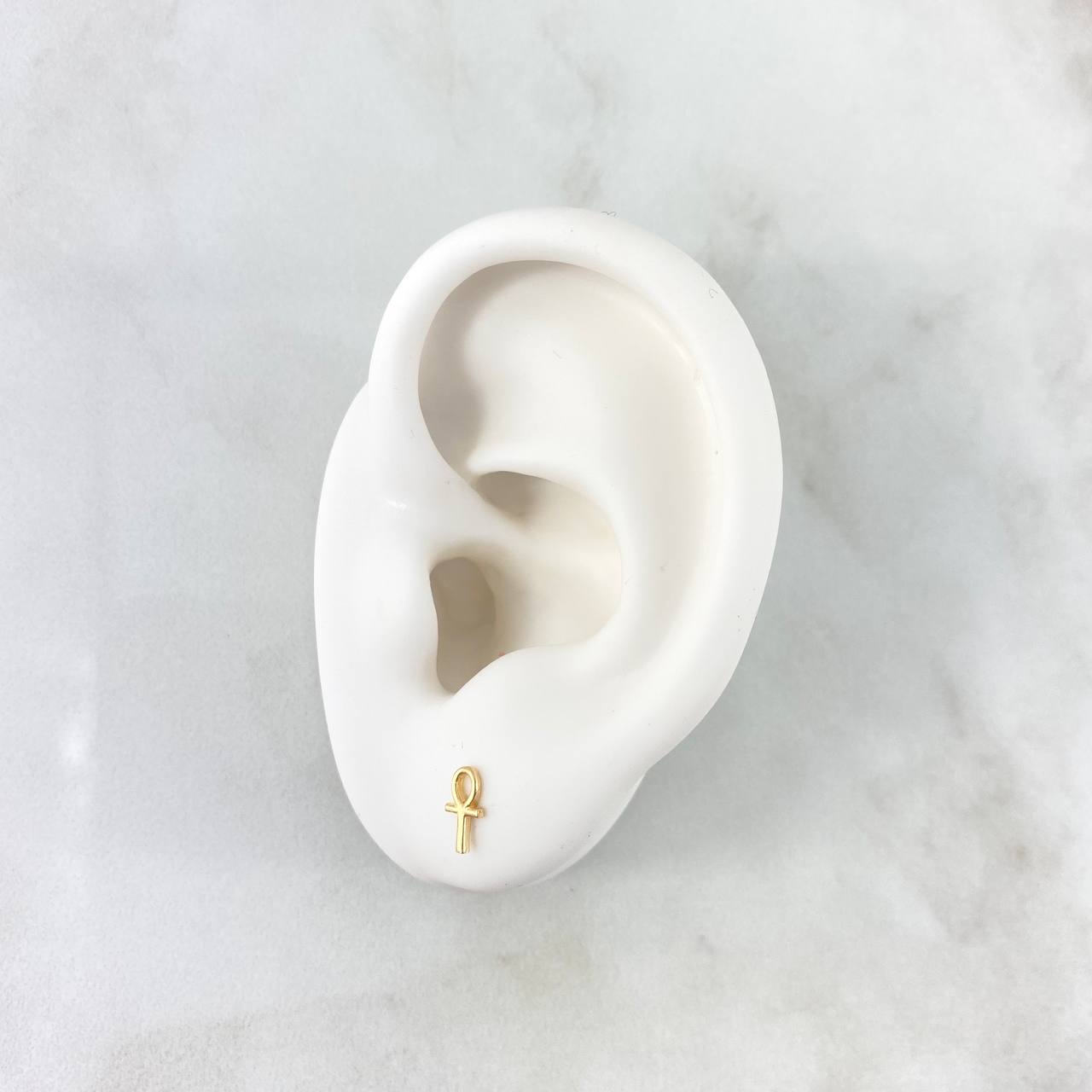 Stud Earrings Cross Angel 0.6gr / 6.5mm Yellow Gold ©